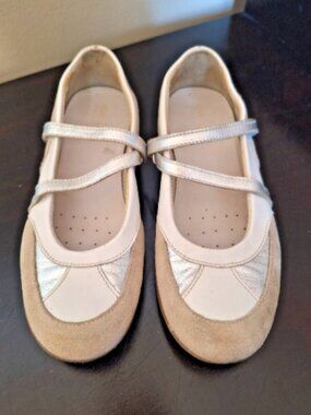 GEOX RESPIRA WOMEN'S LEATHER & SUEDE MARY JANE BALLET FLATS - SIZE 8